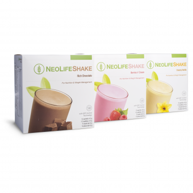 NeoLifeshake, protein drink - food substitute, berry and cream, chocolate and vanilla flavors